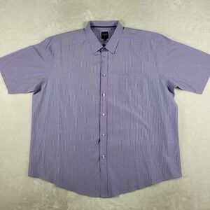 James Pringle Short Sleeve Button Up‎ Shirt Men's 2XL Purple Checker Casual